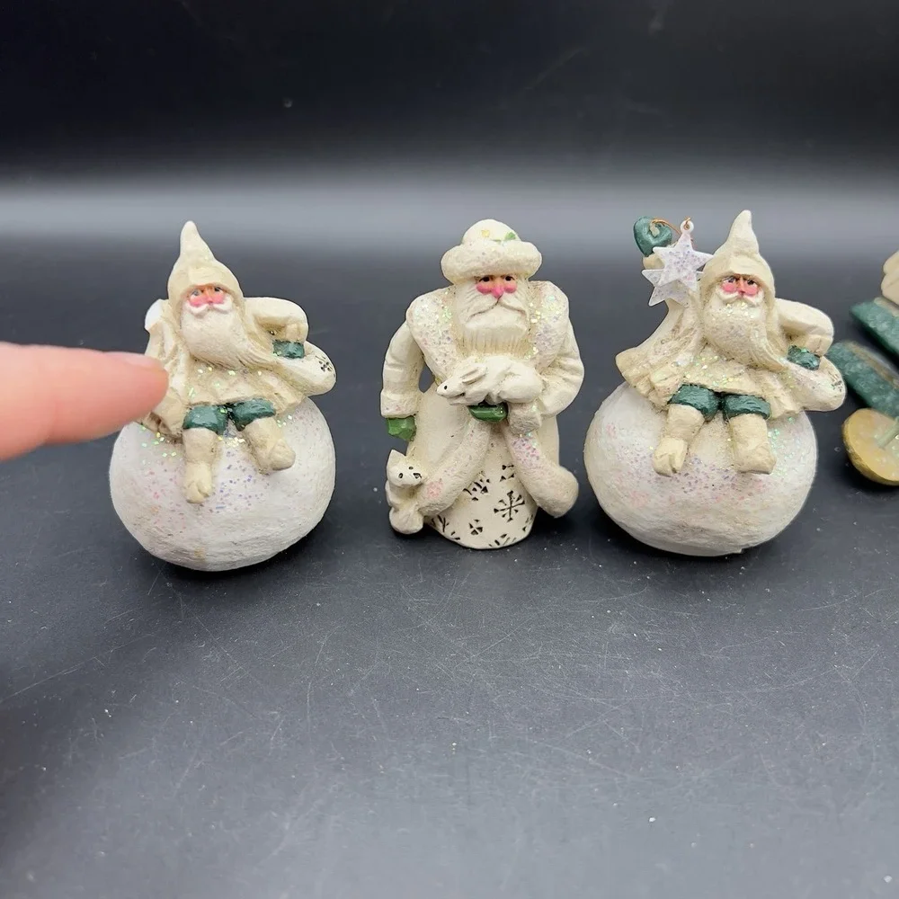 4 Pam Schifferl Winter White Woodland Santa Figurines Ornaments Midwest